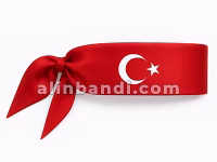 Saten kumaştan üretilmiş Türk bayraklı alın bandı modeli